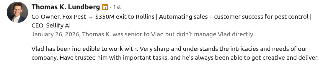 LinkedIn recommendation from Thomas K. Lundberg