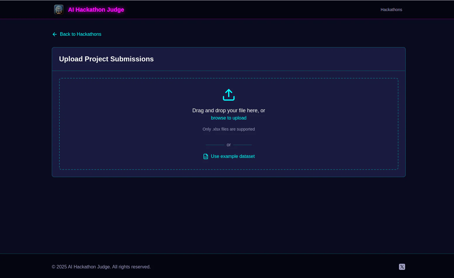 The upload screen for project submissions